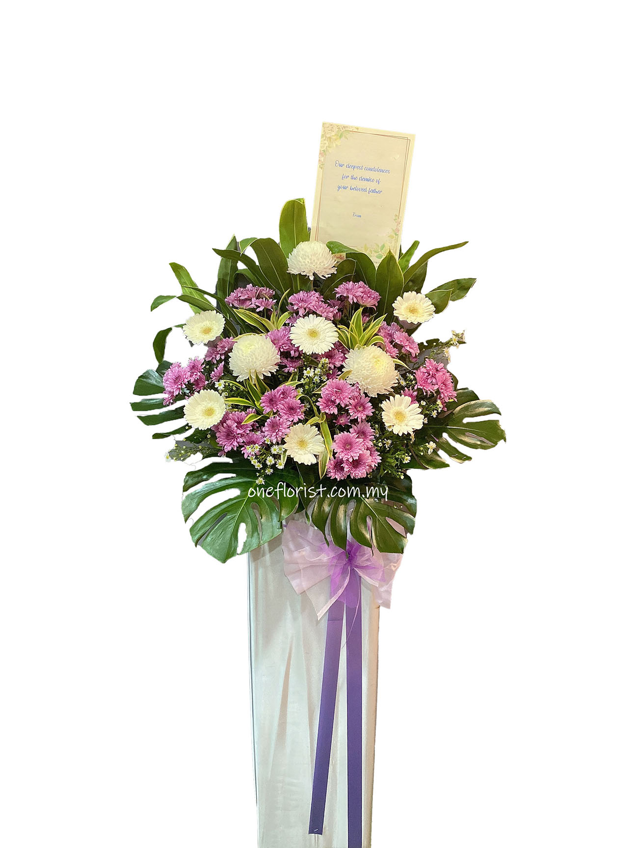 Condolence stand white and purple